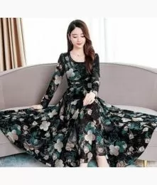 Stylish Crepe Printed Western Dress