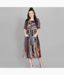 Radiant Rayon Solid Pattern Western Dress