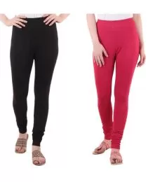 Women Slim Fit Soft Cotton Leggings Pack Of 2