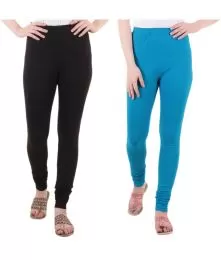 Women Slim Fit Soft Cotton Leggings Pack Of 2