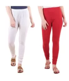 Women Slim Fit Soft Cotton Leggings Pack Of 2