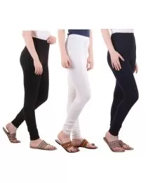 Women Slim Fit Soft Cotton Leggings Pack Of 3