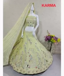 Yellow lehenga perfect for haldi with peacock designing