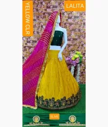 Rajasthani lehenga in slik fabric with chanderi dupatta