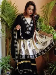 Flair Kurti with Sharara and cotton printed dupatta *