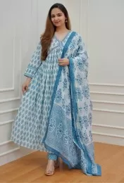 Anarkali Kurti With Pant With Dupatta 