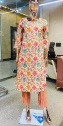 Magnificent Cotton Off-White Kurti With Pant Collection