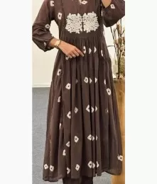 Amazing Stitched Cotton Brown Kurti With Pant Collection