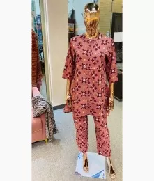 Fabulous Stitched Cotton Brown Co-Ord Set