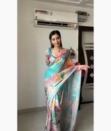 Gorgeous Silk Blue Laheriya Design Saree Collection