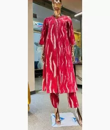 Magnificent Designer Cotton Red Co-Ord Set