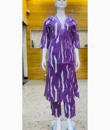 Magnificent Designer Cotton Purple Co-Ord Set