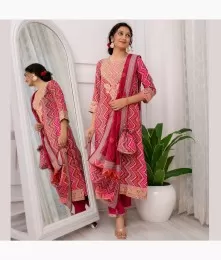 Wonderful Stitched Printed Embroidery Pink Suit Collection