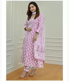 Beautiful Stitched Rayon Afgani Emboidery Purple Suit Set 