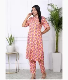 Fabulous Stitched Cotton Red Co-Ord Set