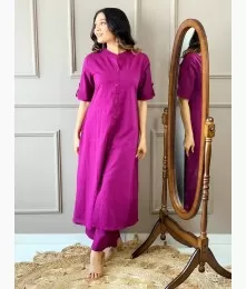 Glorious Designer Aline Cotton Purple Co-Ord Set