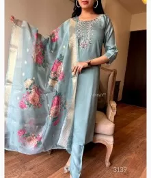 Beautiful Rayon Green Chanderi Suit Collection