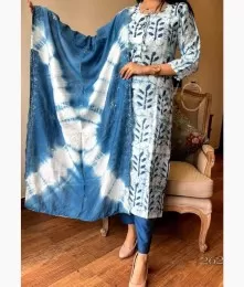 Gorgeous Stitched Cotton Blue Suit Collection